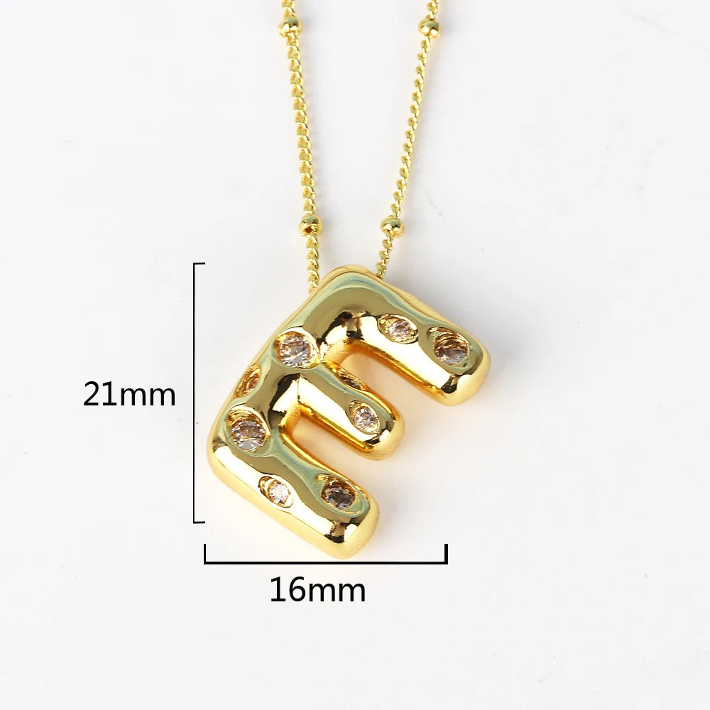 Gold Bubble Letter Necklace