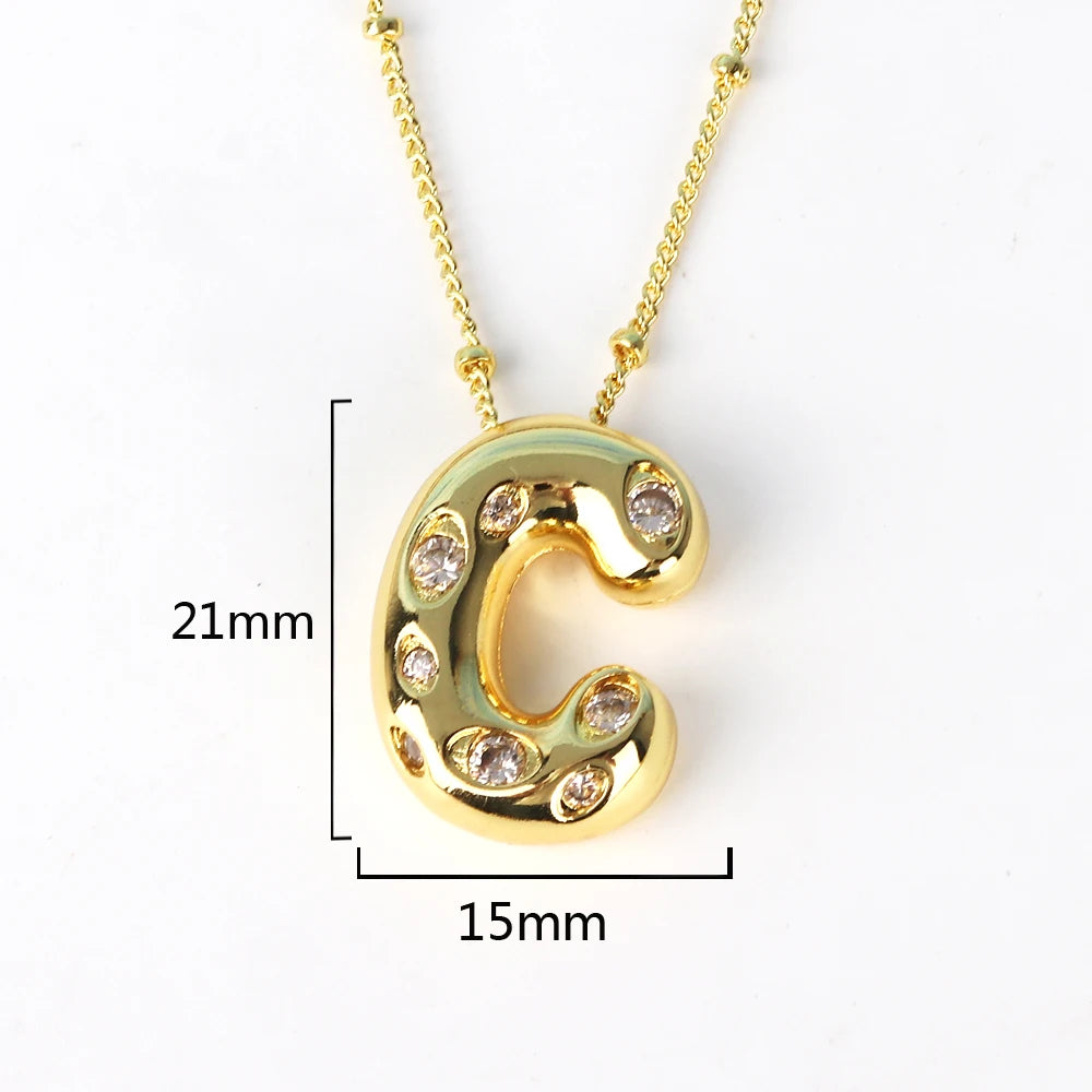 Gold Bubble Letter Necklace
