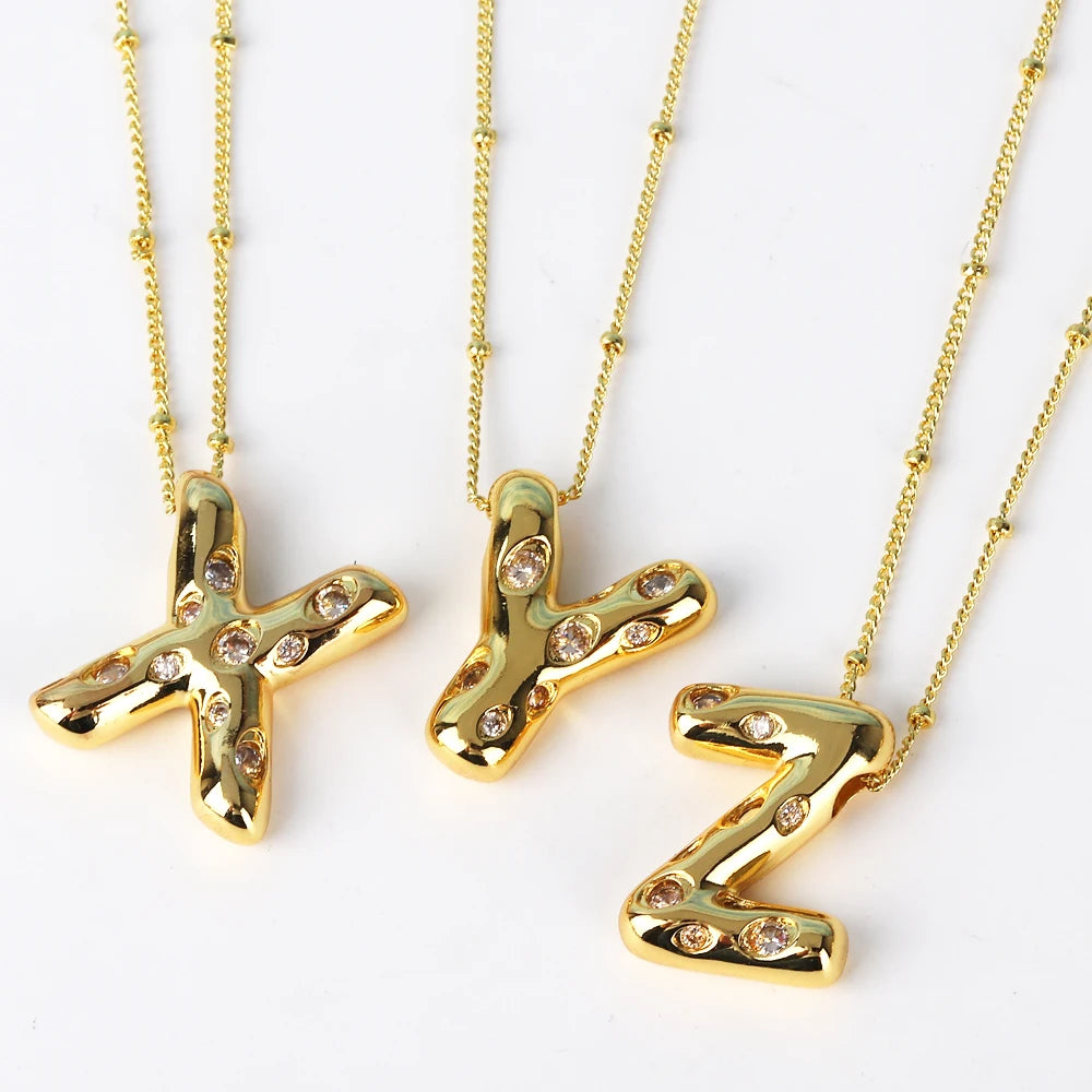 Gold Bubble Letter Necklace
