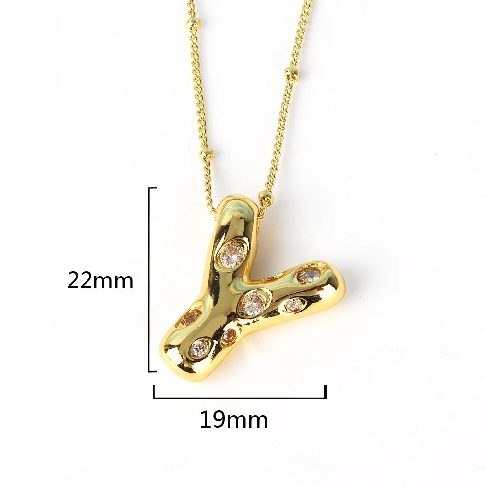 Gold Bubble Letter Necklace