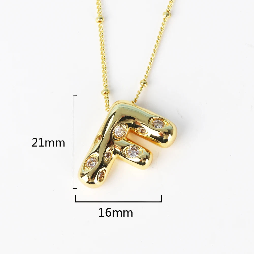 Gold Bubble Letter Necklace