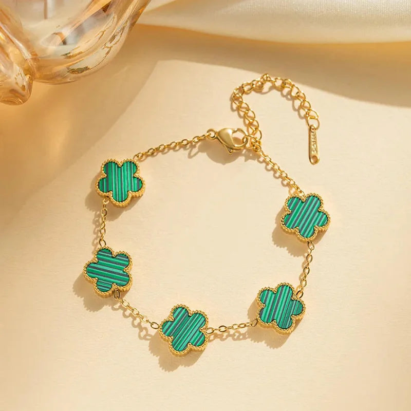 Gem Clover Chain Bracelet