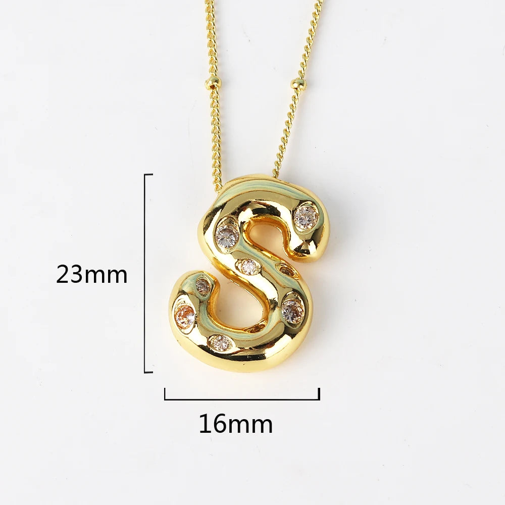 Gold Bubble Letter Necklace
