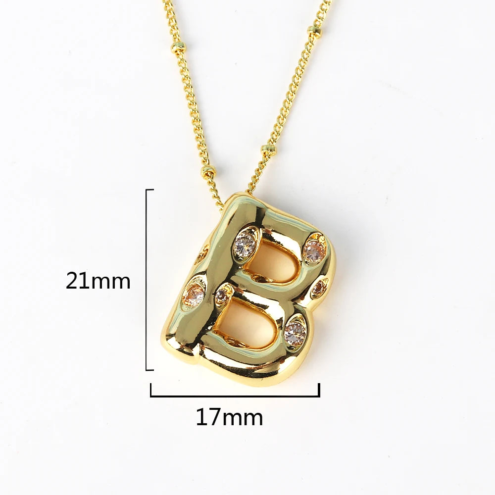 Gold Bubble Letter Necklace