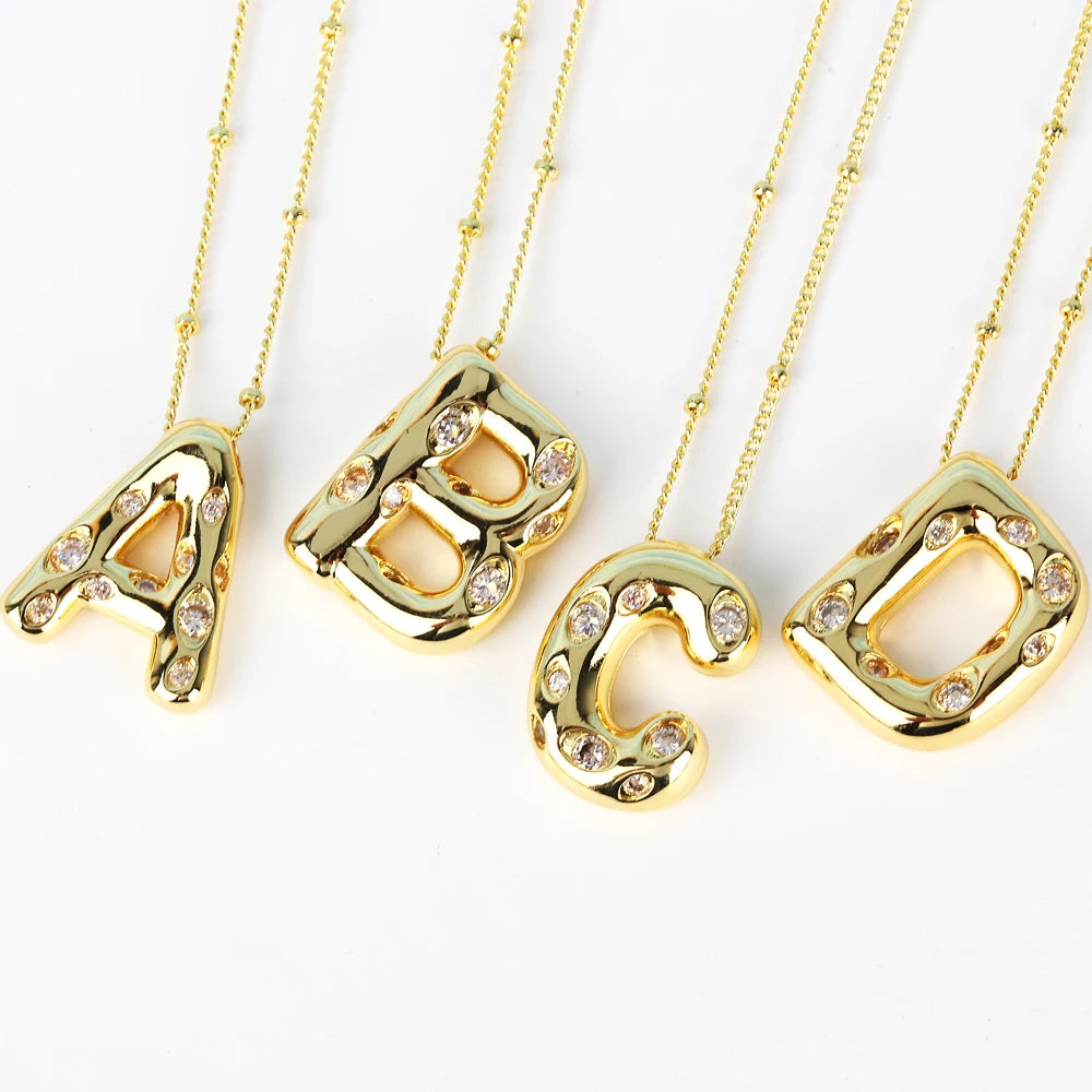 Gold Bubble Letter Necklace
