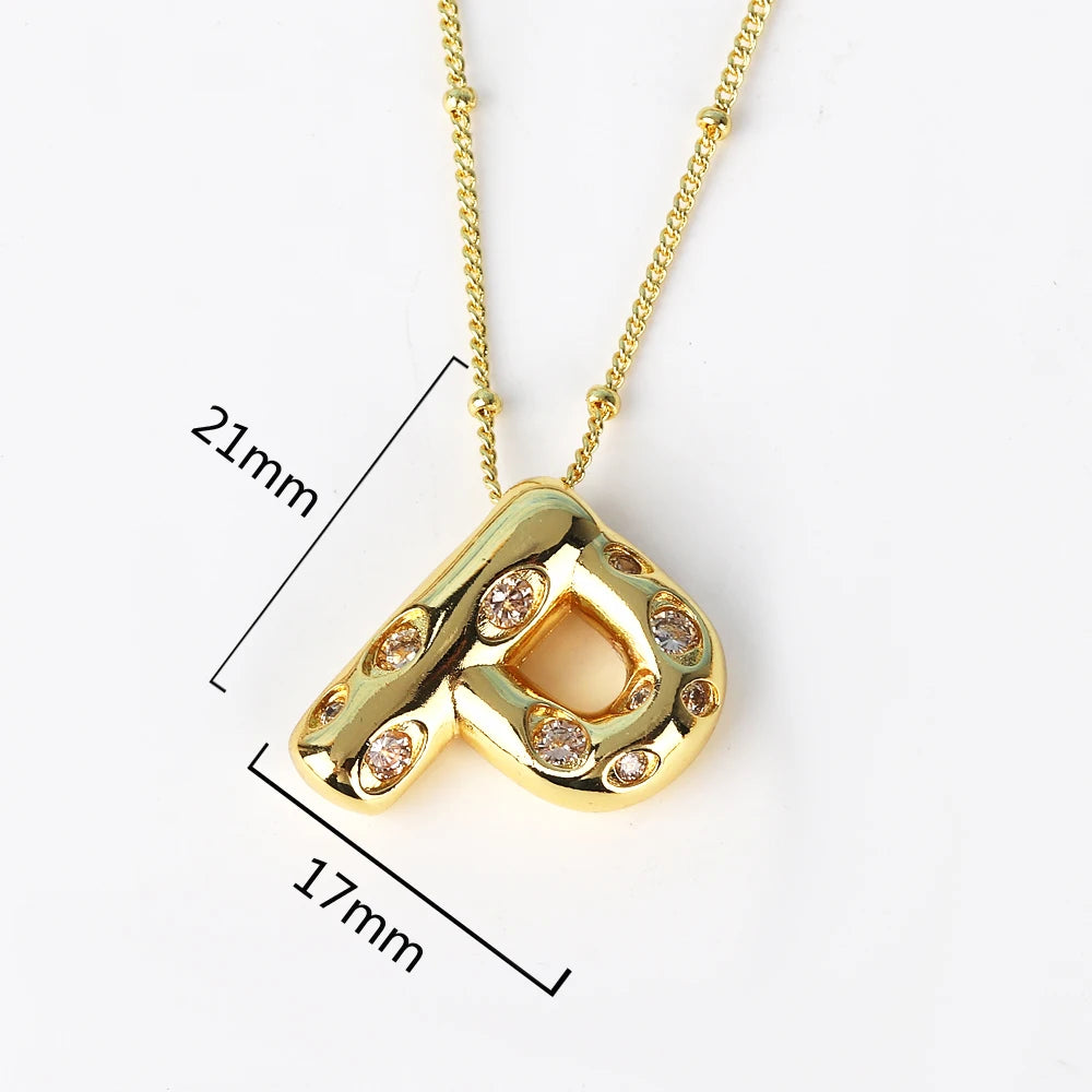 Gold Bubble Letter Necklace