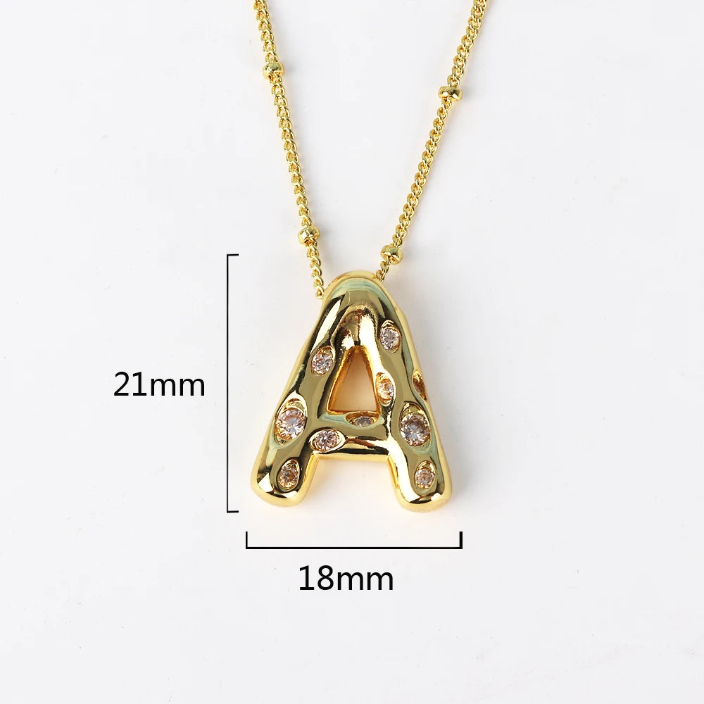 Gold Bubble Letter Necklace