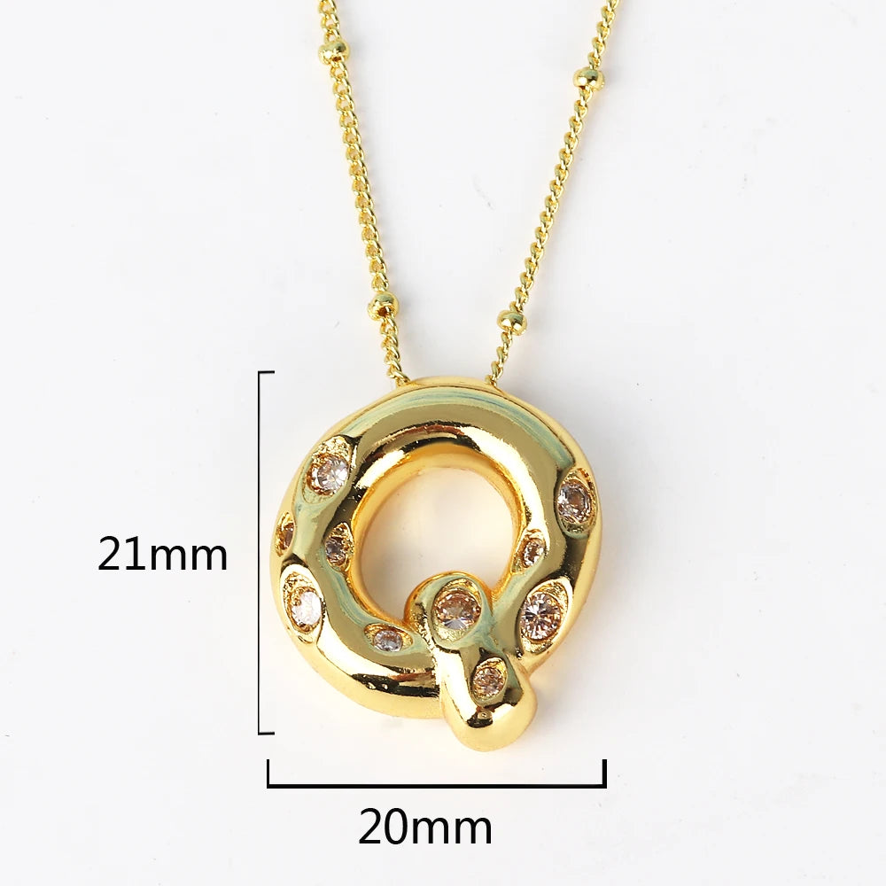 Gold Bubble Letter Necklace