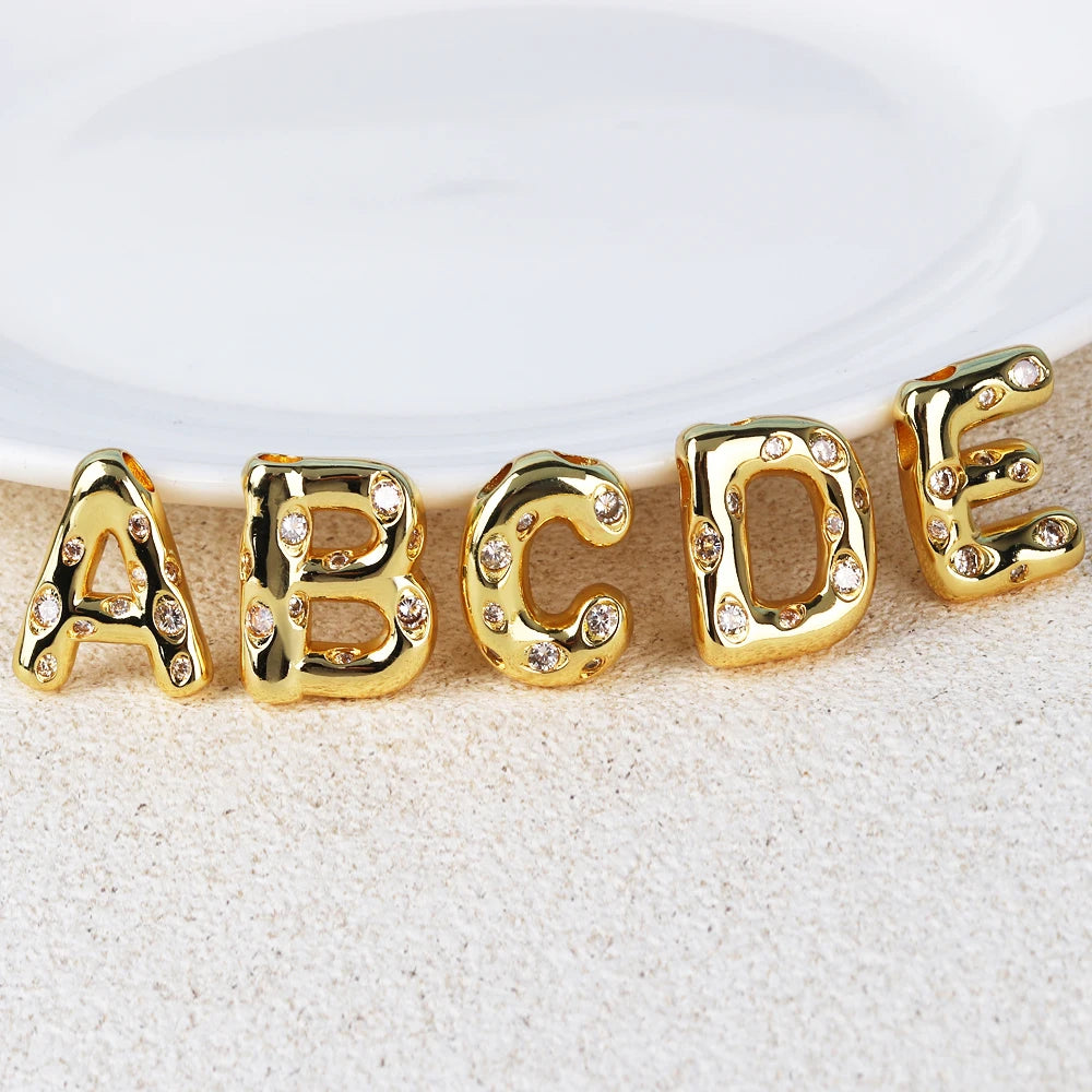 Gold Bubble Letter Necklace