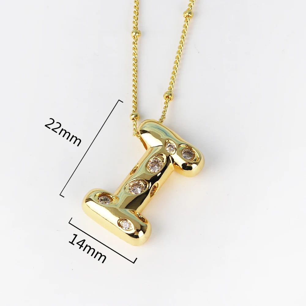 Gold Bubble Letter Necklace