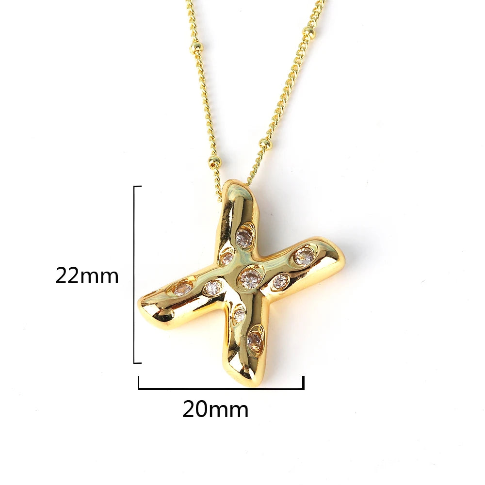 Gold Bubble Letter Necklace