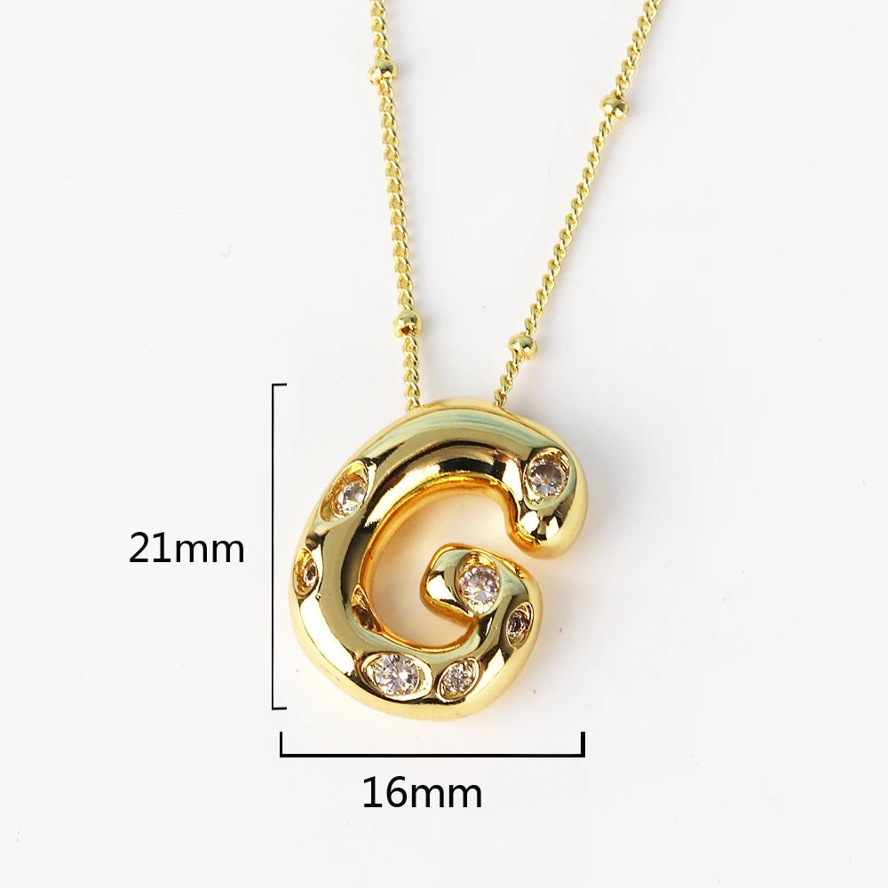 Gold Bubble Letter Necklace