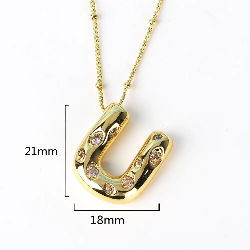 Gold Bubble Letter Necklace