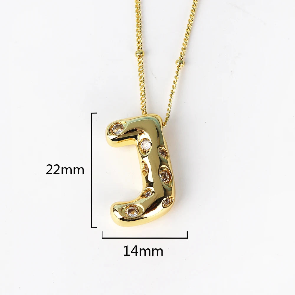 Gold Bubble Letter Necklace