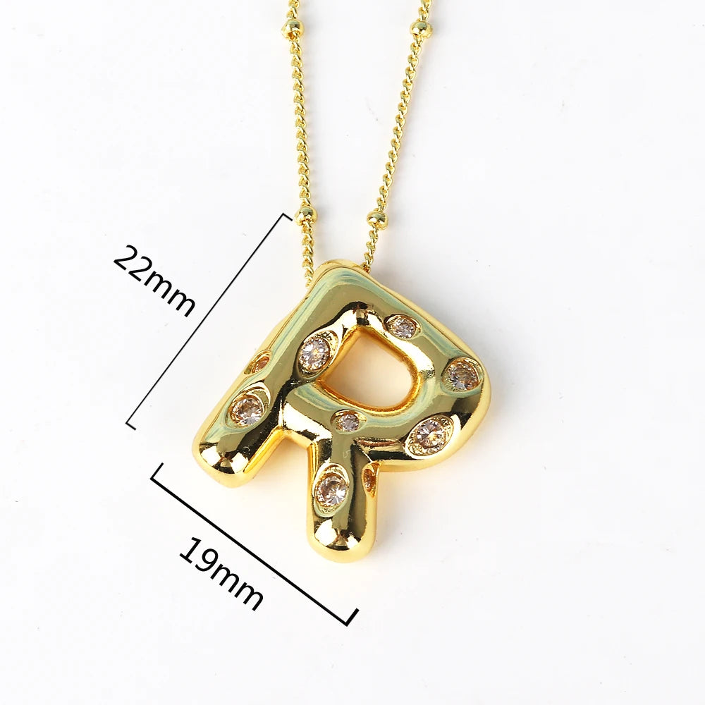 Gold Bubble Letter Necklace